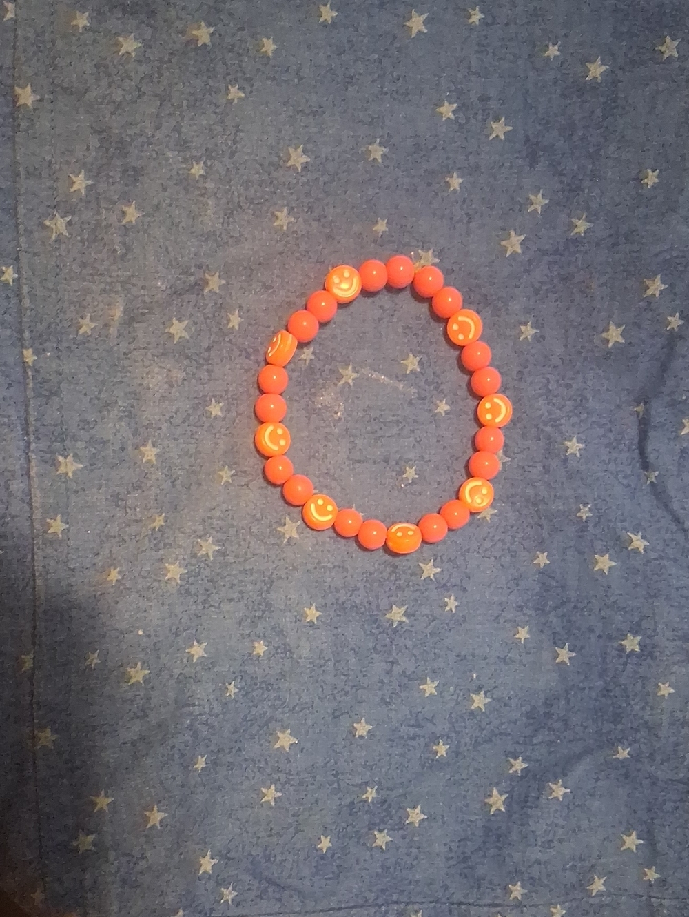 Orange Smiley Bead Stretch Bracelet - Unbranded